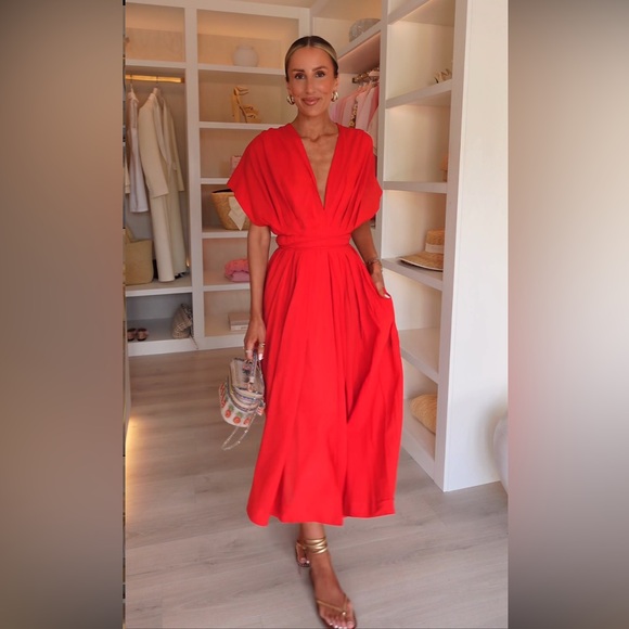 Zara Dresses & Skirts - ZARA ZW COLLECTION PLEATED MIDI DRESS Red Medium NWT